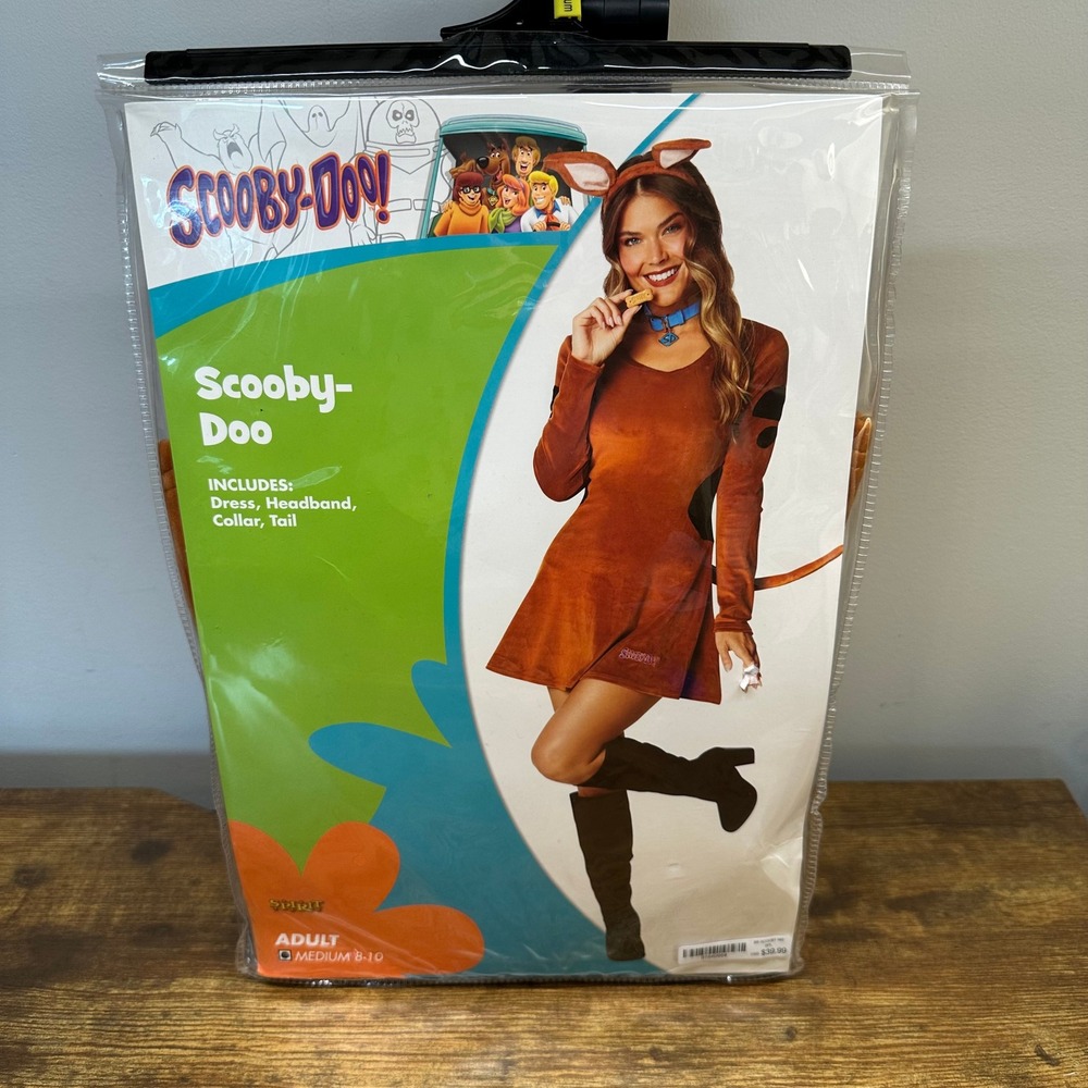 Spirit Halloween Scooby-Doo Adult Costume Dress Headband Collar Tail Medium 8-10